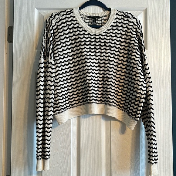 Knit black and white stripe sweater - Picture 1 of 5